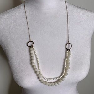 Anthropologie Double Bead White Gold Necklace
